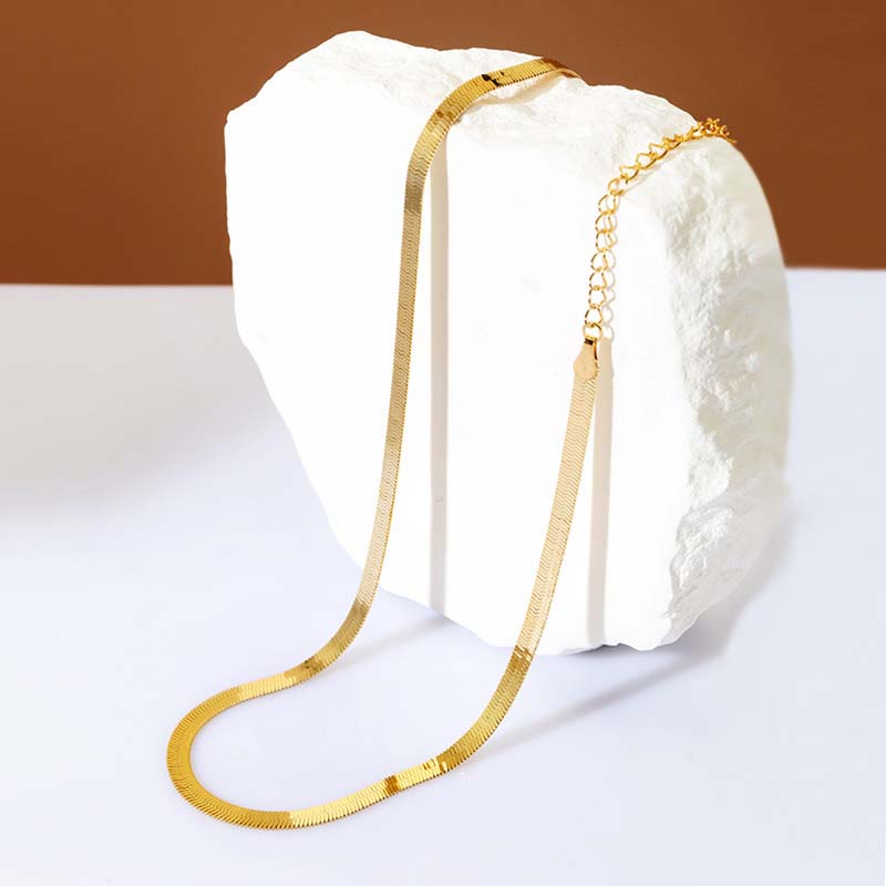 Simple 925 Sterling Silver Yellow Gold 16-inch Necklace
