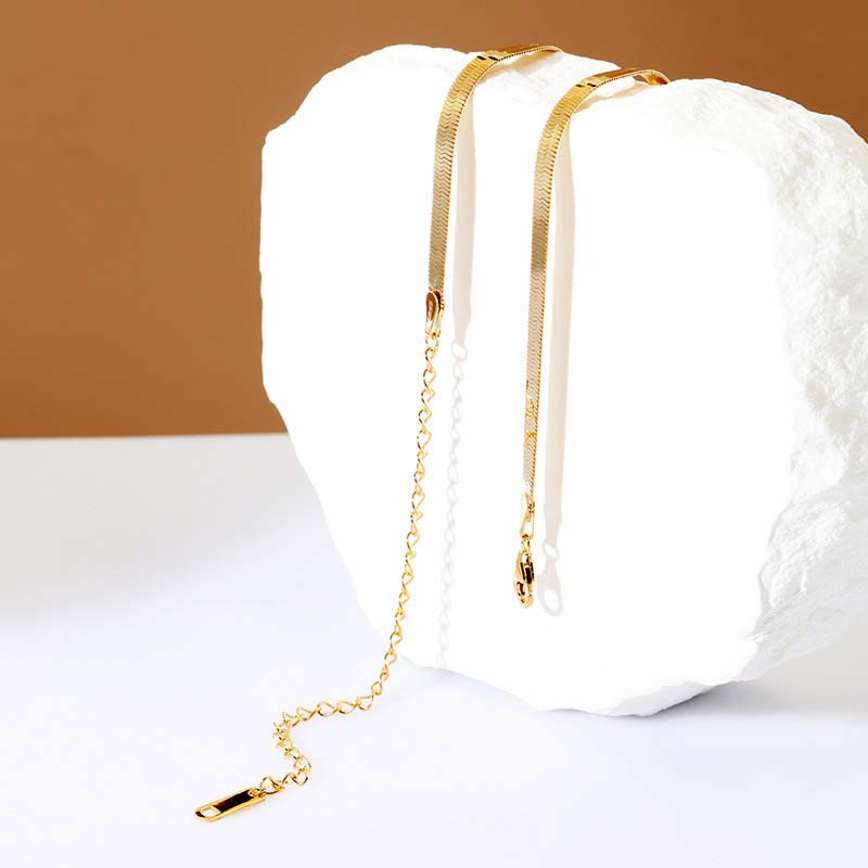 Simple 925 Sterling Silver Yellow Gold 16-inch Necklace