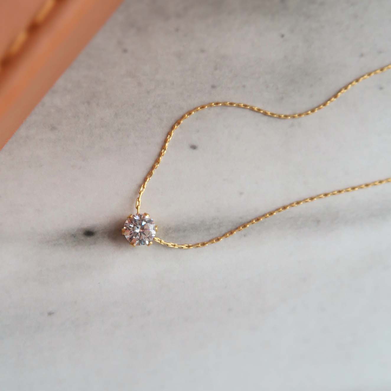 Round Diamond White Titanium Yellow Gold 17-inch Necklace