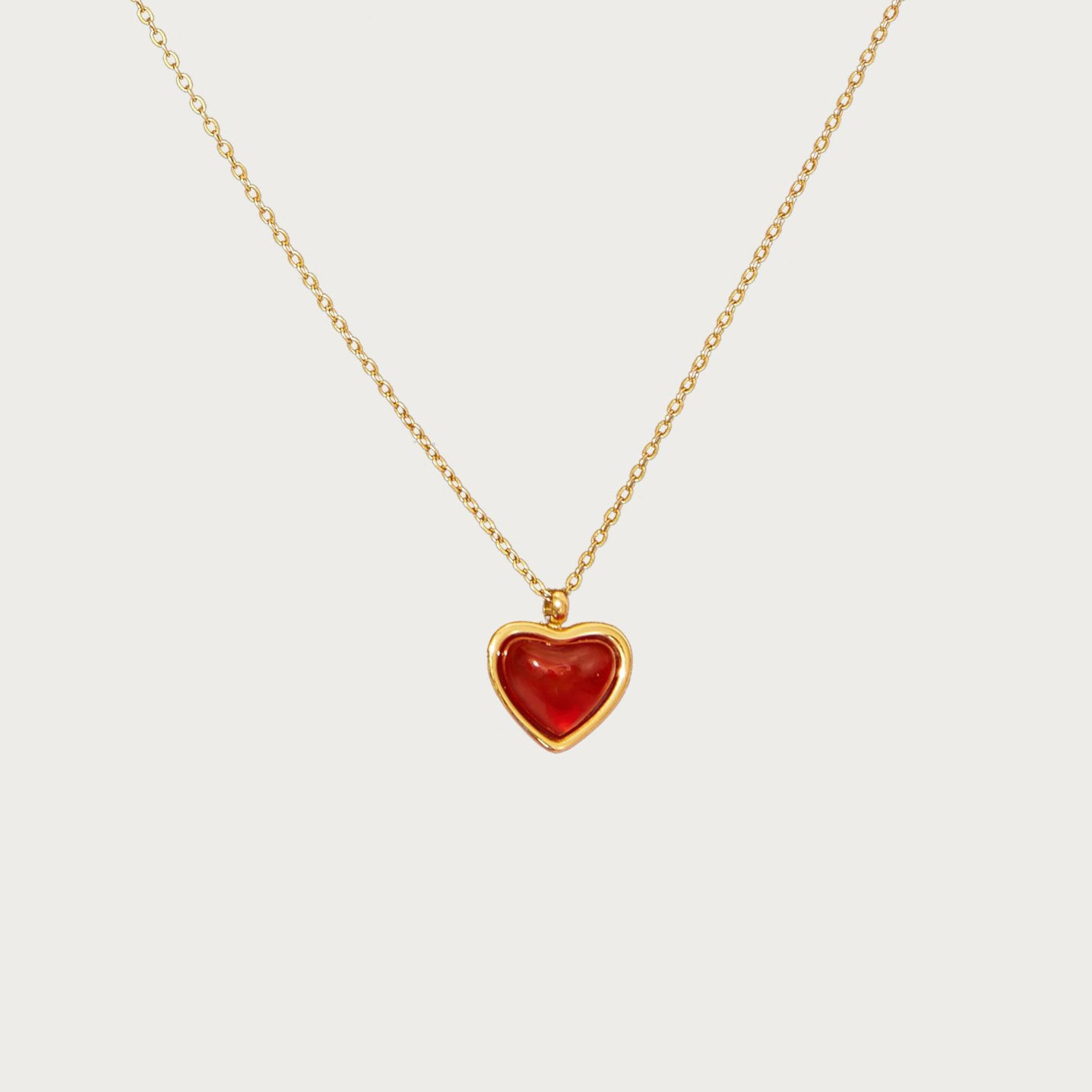 18K Gold Plated Carnelian Heart Necklace