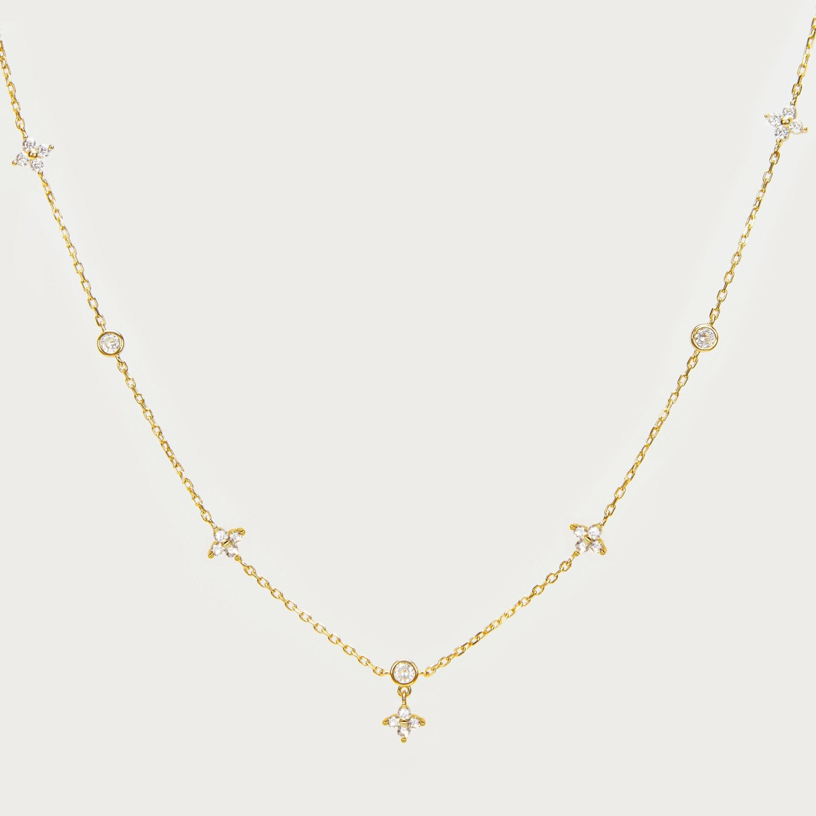 18K Gold Plated 925 Sterling Silver Lucky Clover Necklace