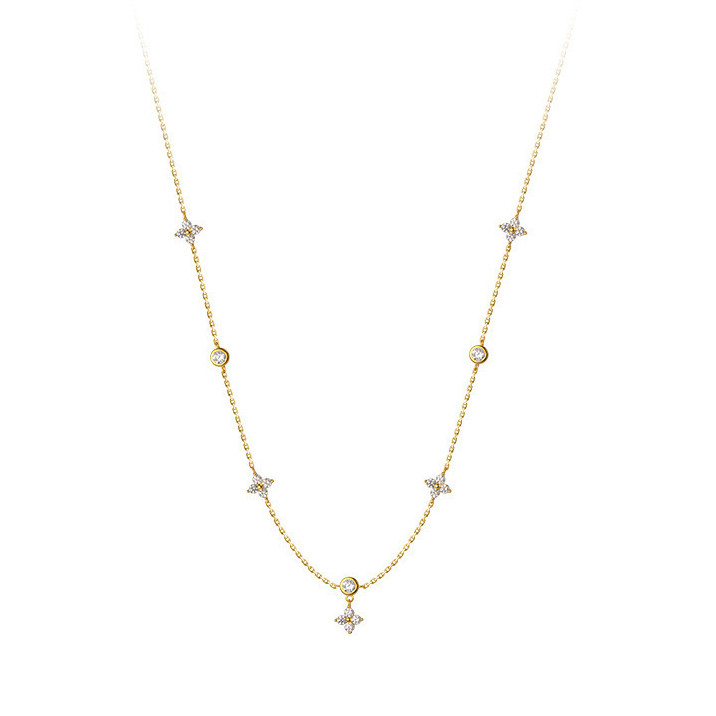 18K Gold Plated 925 Sterling Silver Lucky Clover Necklace