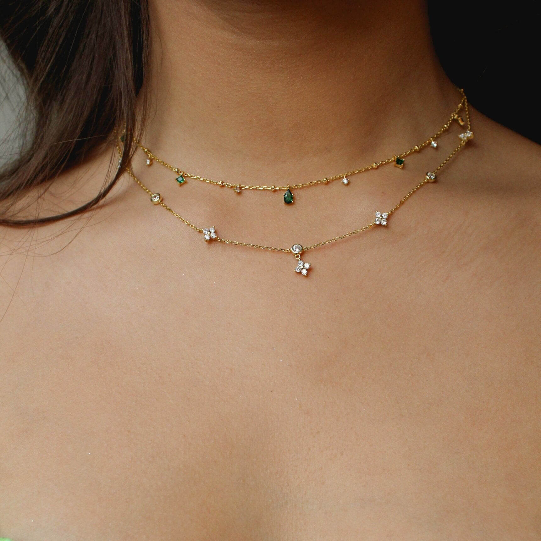 18K Gold Plated 925 Sterling Silver Lucky Clover Necklace