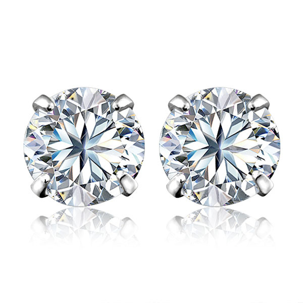 Diamond White 8mm Stud Earrings in Sterling Silver