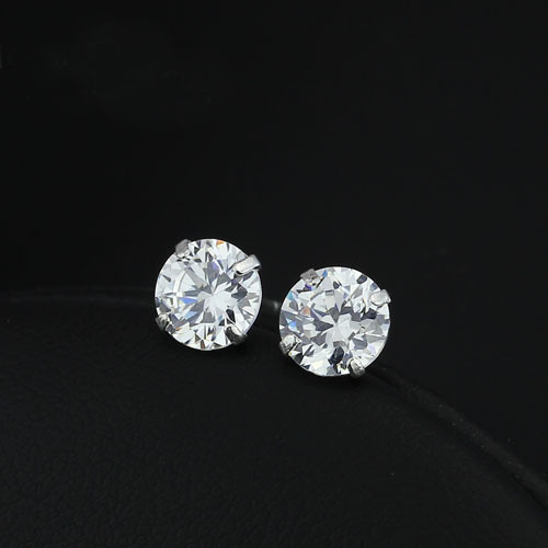 Diamond White 8mm Stud Earrings in Sterling Silver