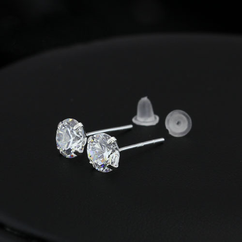 Diamond White 8mm Stud Earrings in Sterling Silver