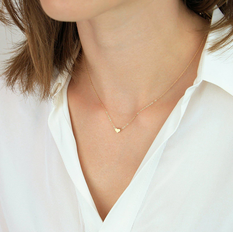 Minimalist Tiny Heart Silver/Gold/Rose Gold Titanium Heart Necklace