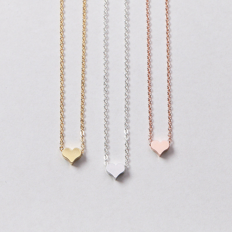 Minimalist Tiny Heart Silver/Gold/Rose Gold Titanium Heart Necklace