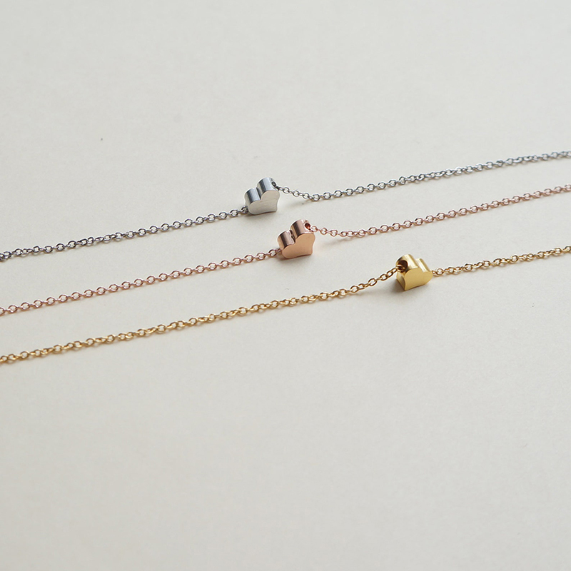 Minimalist Tiny Heart Silver/Gold/Rose Gold Titanium Heart Necklace