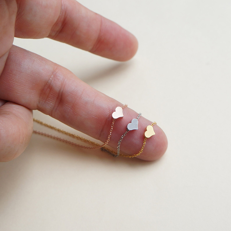 Minimalist Tiny Heart Silver/Gold/Rose Gold Titanium Heart Necklace