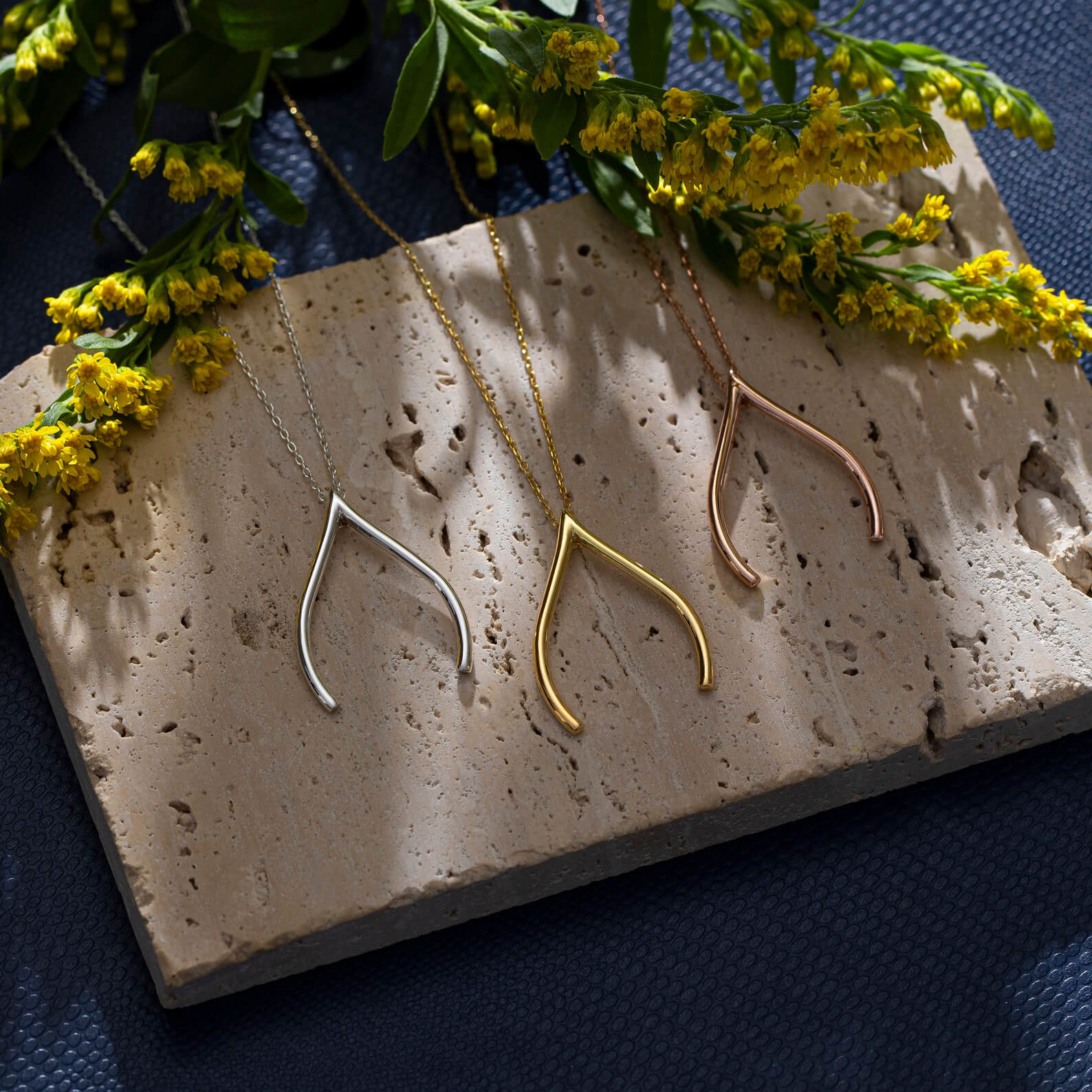 Good Luck Ring Keeper Ring Holder Wishbone Pendant Necklace