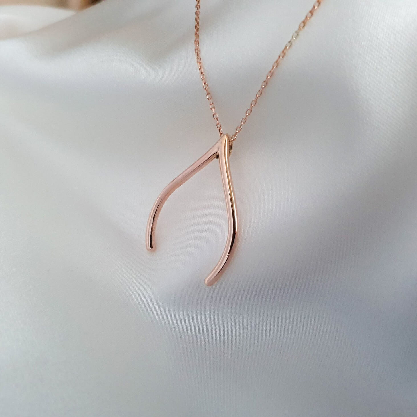 Good Luck Ring Keeper Ring Holder Wishbone Pendant Necklace