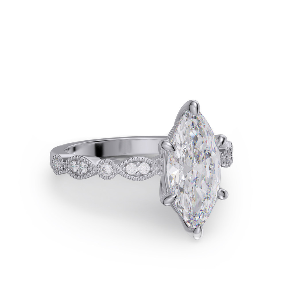 Marquise Cut Diamond White 925 Sterling Silver Engagement Ring
