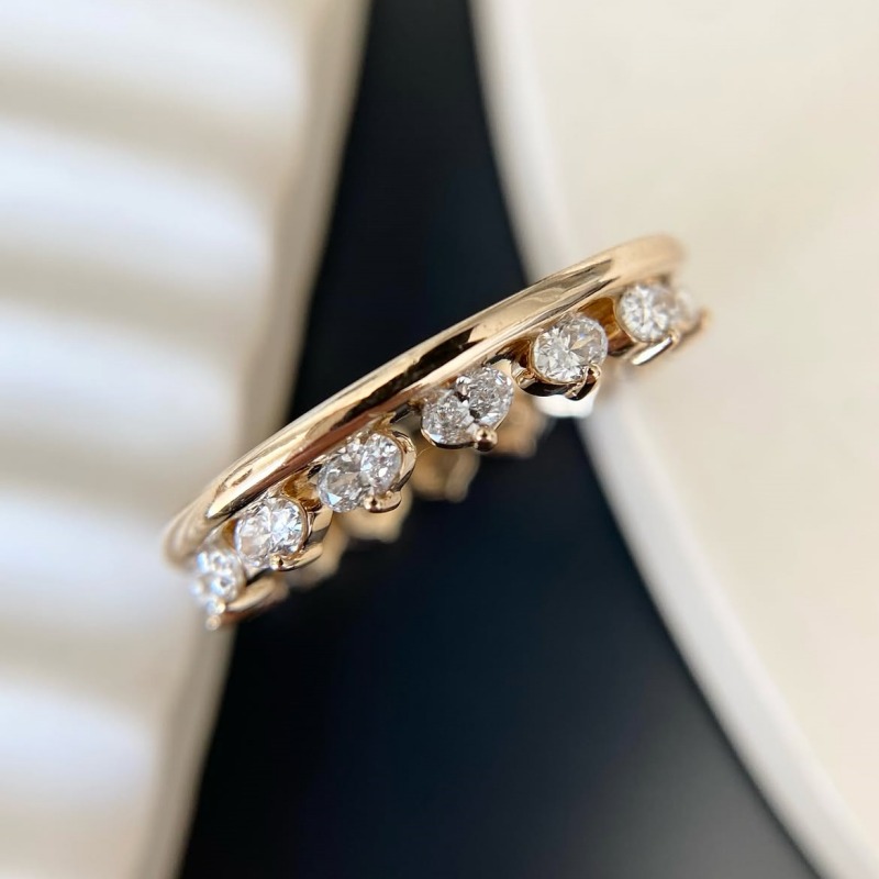 Minimalist Oval Cut Diamond White 925 Sterling Silver Yellow Gold Women's Band