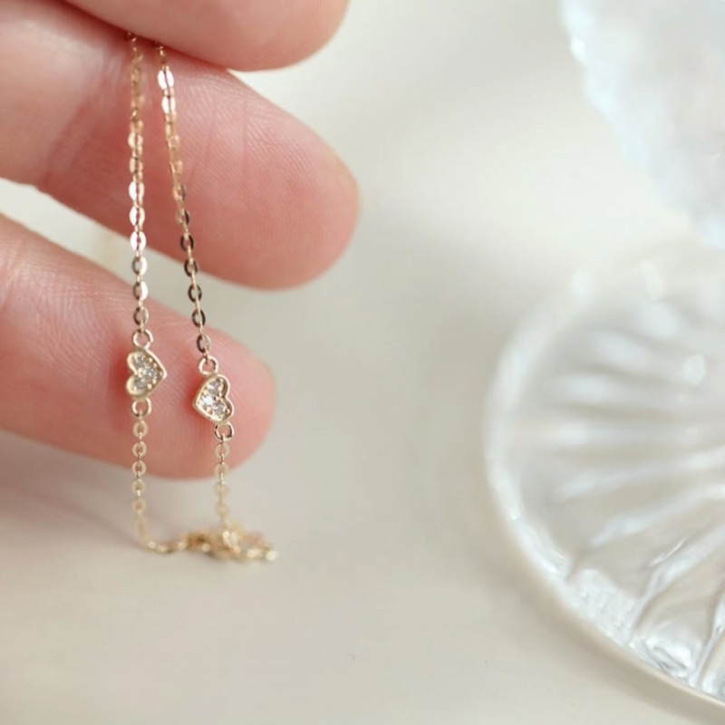 Dainty Diamond White 925 Sterling Silver Yellow Gold Heart Bracelet