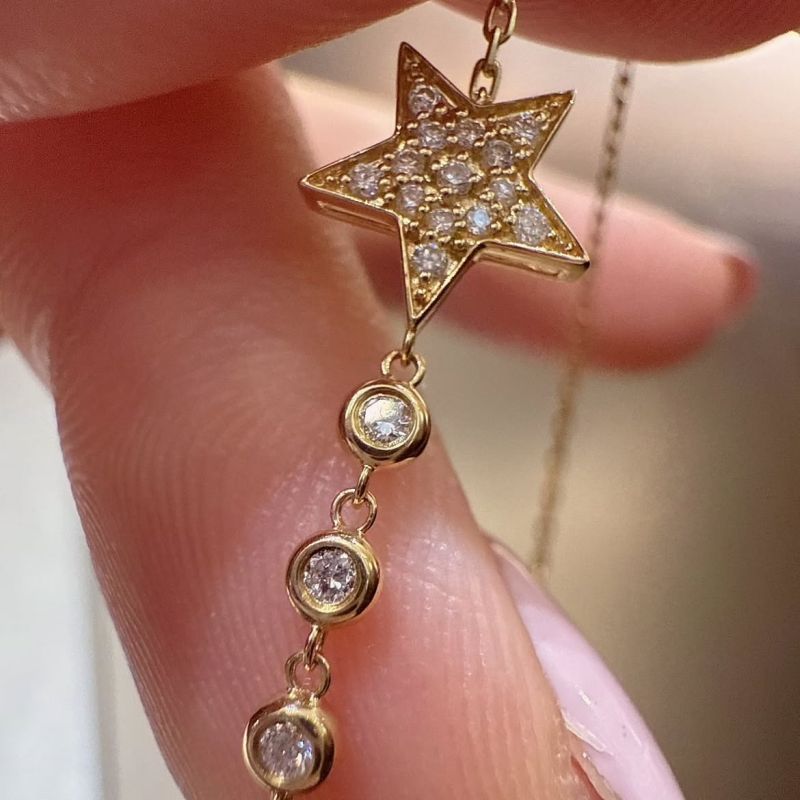 Dainty Diamond White 925 Sterling Silver Star Yellow Gold Bracelet