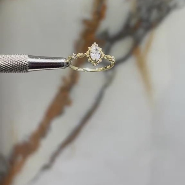 Oval Cut Diamond White Sterling Silver Yellow Gold Vintage Engagement Ring