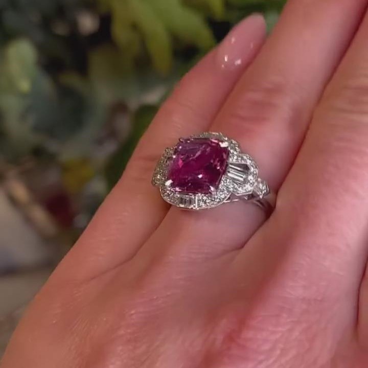 Vintage Cushion Cut Fancy Pink 925 Sterling Silver Halo Engagement Ring