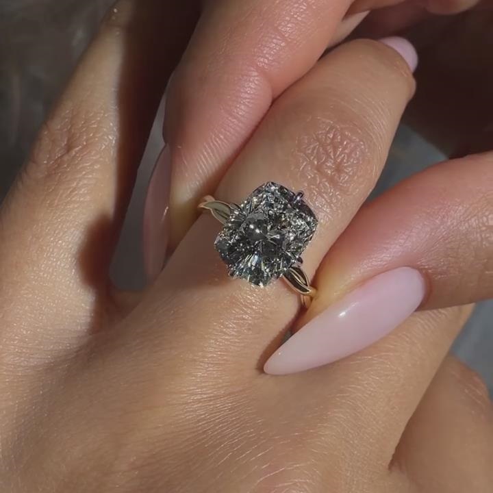 Cushion Cut Diamond White Sterling Silver Twisted Engagement Ring