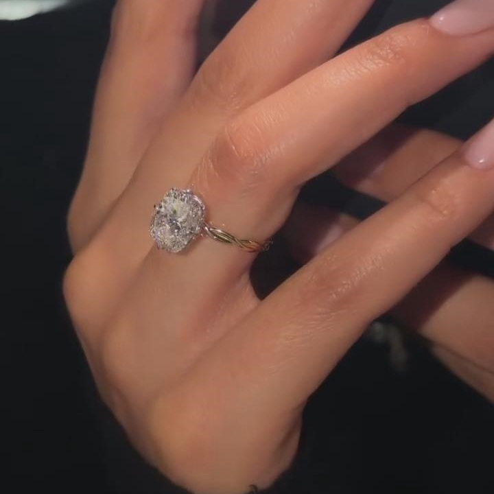 Cushion Cut Diamond White Sterling Silver Twisted Engagement Ring