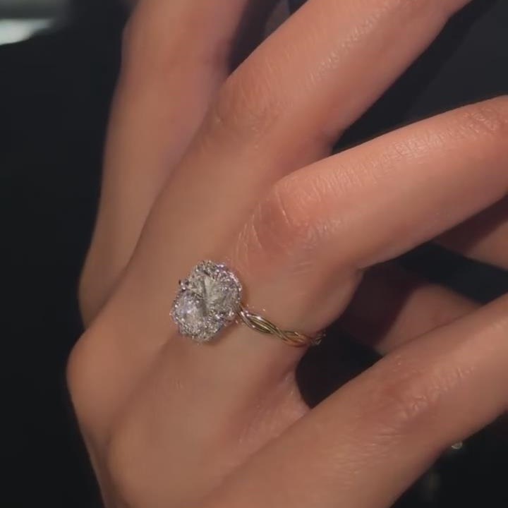 Cushion Cut Diamond White Sterling Silver Twisted Engagement Ring