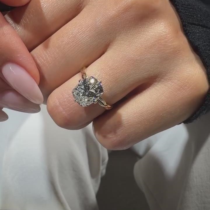 Cushion Cut Diamond White Sterling Silver Twisted Engagement Ring