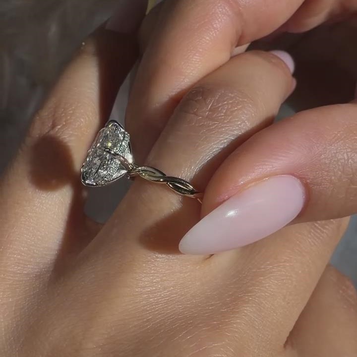 Cushion Cut Diamond White Sterling Silver Twisted Engagement Ring