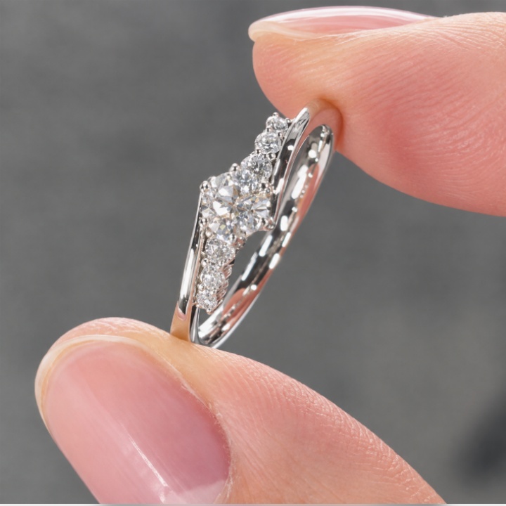 Round Cut Diamond White Sterling Silver Classic Engagement Ring
