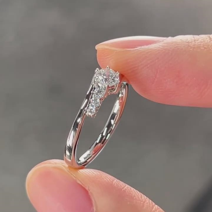 Round Cut Diamond White Sterling Silver Classic Engagement Ring