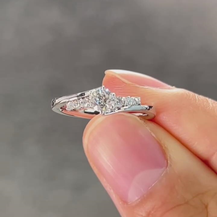 Round Cut Diamond White Sterling Silver Classic Engagement Ring