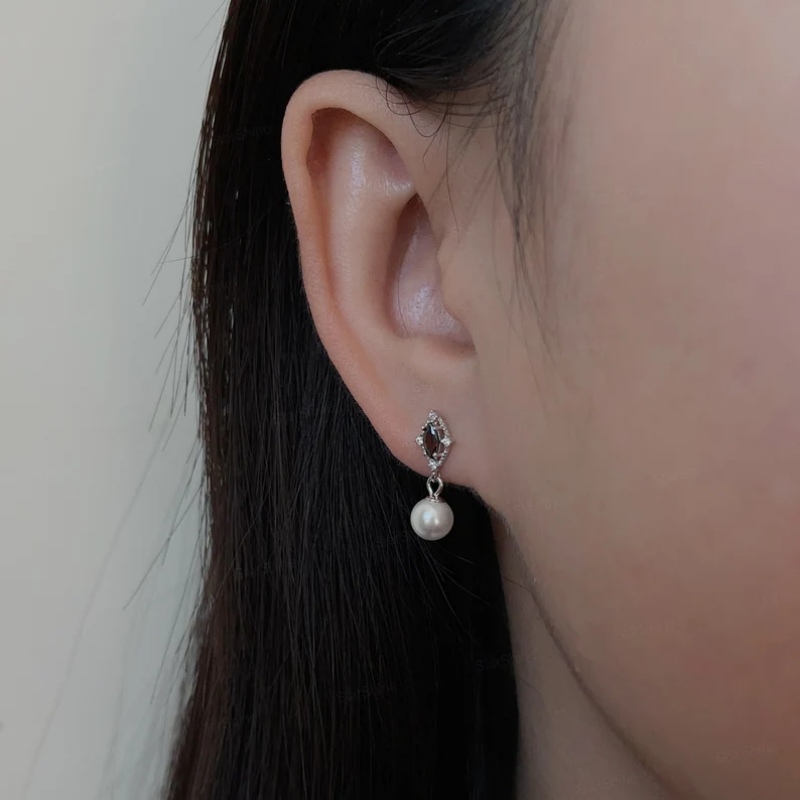 Cushion Cut Chocolate 925 Sterling Silver Yellow Gold Drop Earrings