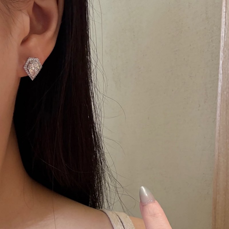 Pear Cut Diamond White Sterling Silver Halo Stud Earrings