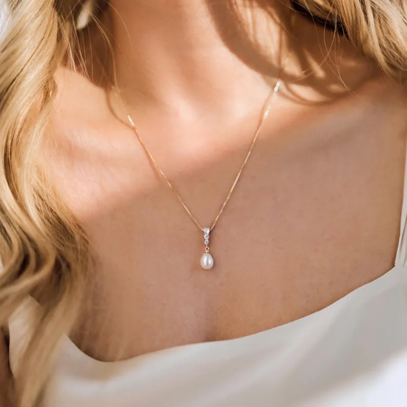 Minimalist 925 Sterling Silver Pearl Necklace Gift for Her