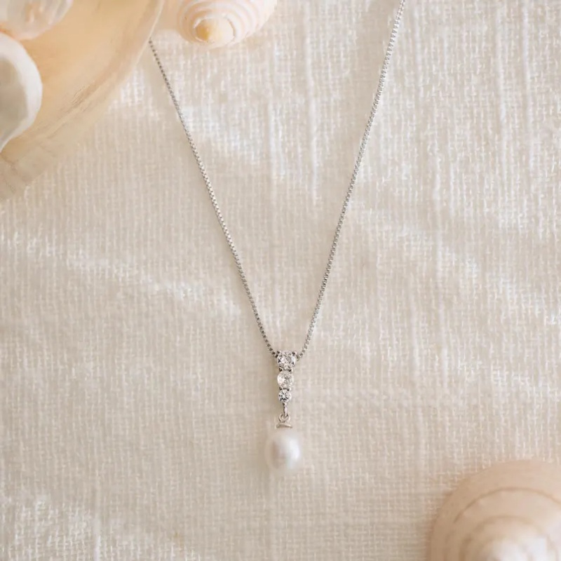Minimalist 925 Sterling Silver Pearl Necklace Gift for Her