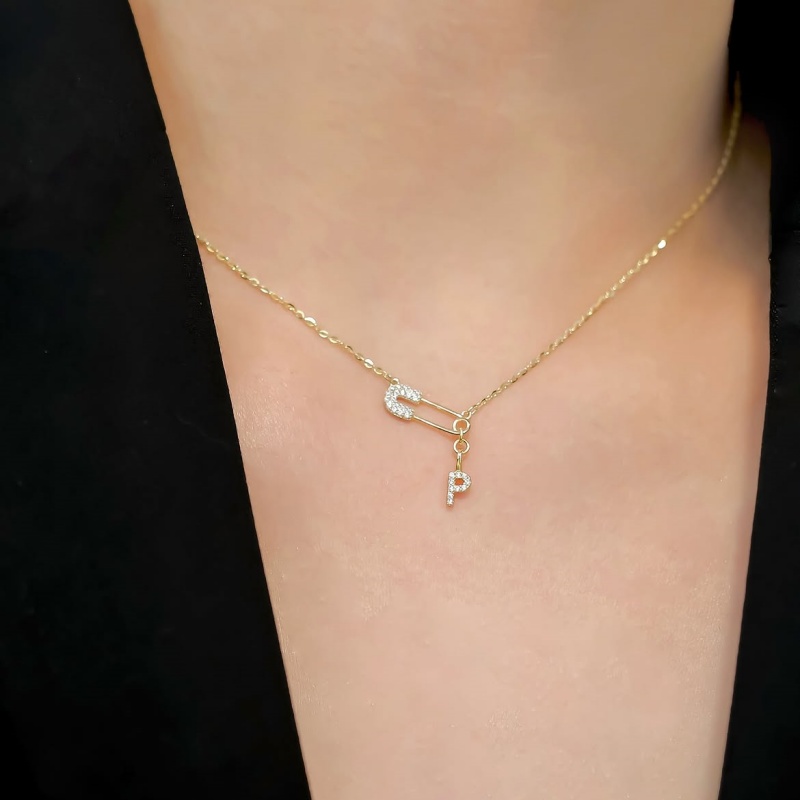 Delicate 925 Sterling Silver Custom Initial Paperclip Necklace