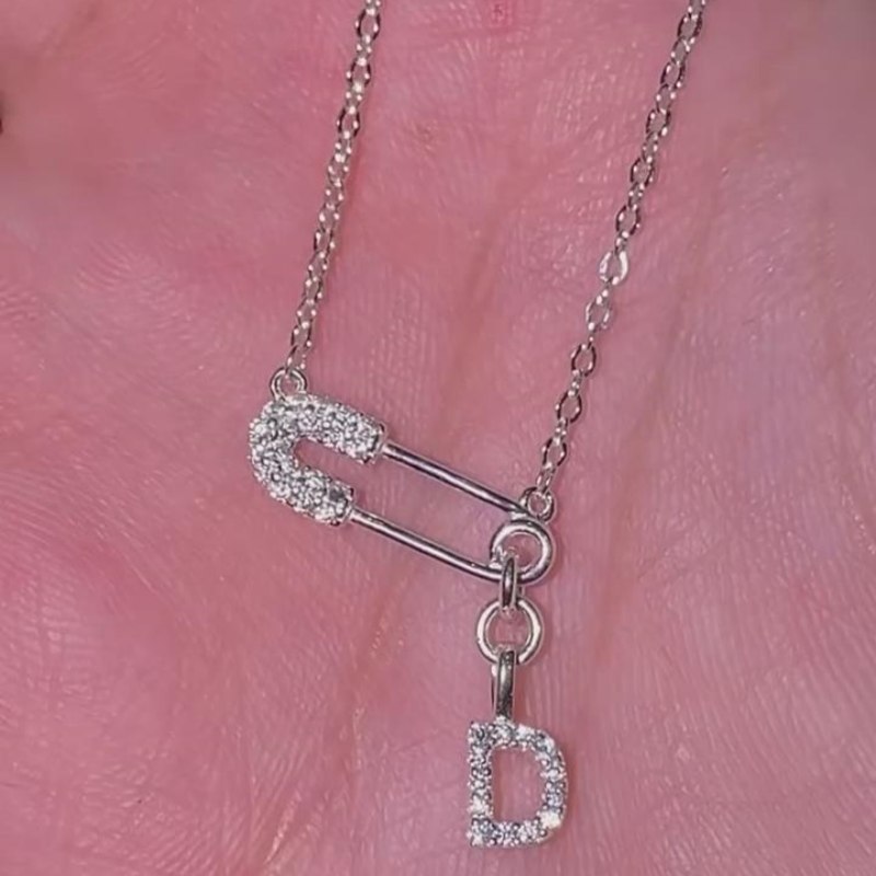 Delicate 925 Sterling Silver Custom Initial Paperclip Necklace