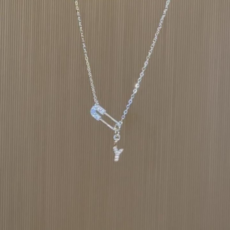 Delicate 925 Sterling Silver Custom Initial Paperclip Necklace