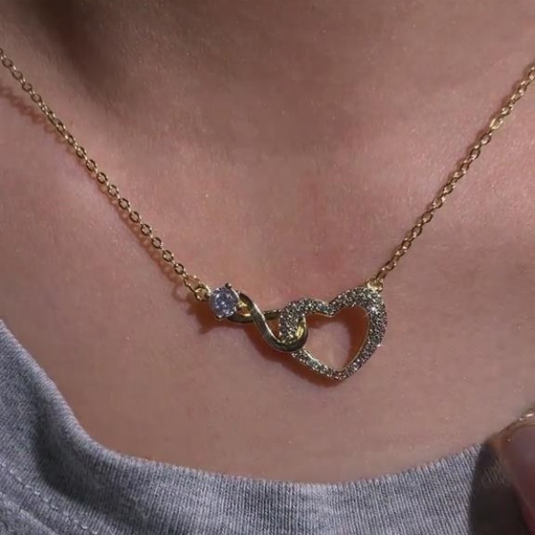 Elegant Diamond White 925 Sterling Silver Infinity Heart Necklace 