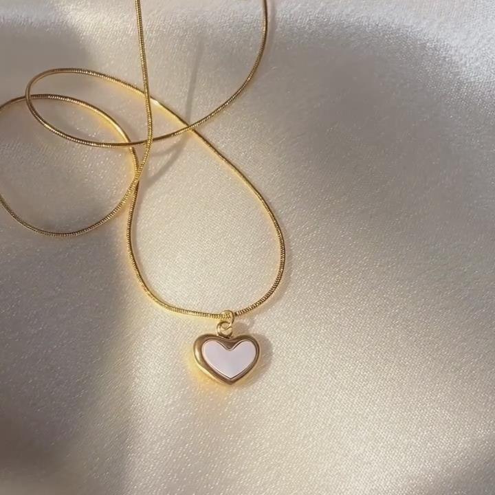 Minimalist 925 Sterling Silver Yellow Gold Heart Necklace 