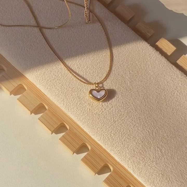 Minimalist 925 Sterling Silver Yellow Gold Heart Necklace 