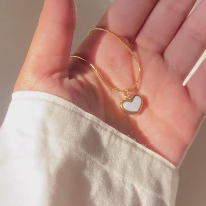 Minimalist 925 Sterling Silver Yellow Gold Heart Necklace 