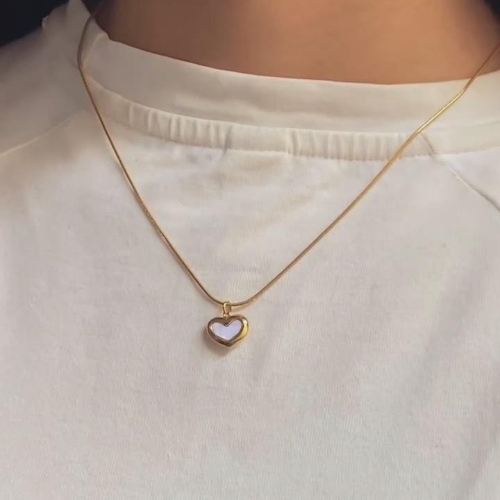 Minimalist 925 Sterling Silver Yellow Gold Heart Necklace 
