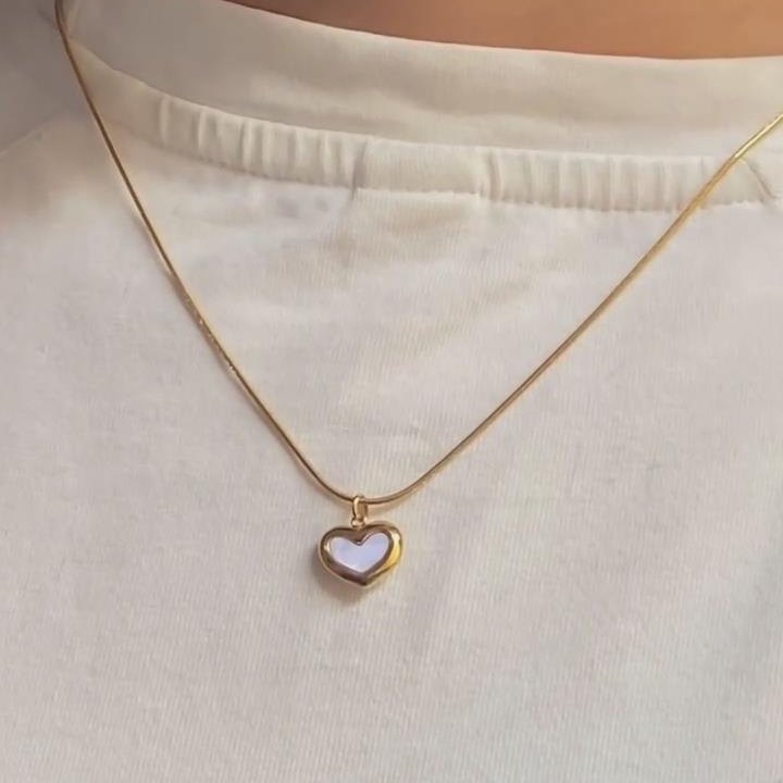 Minimalist 925 Sterling Silver Yellow Gold Heart Necklace 