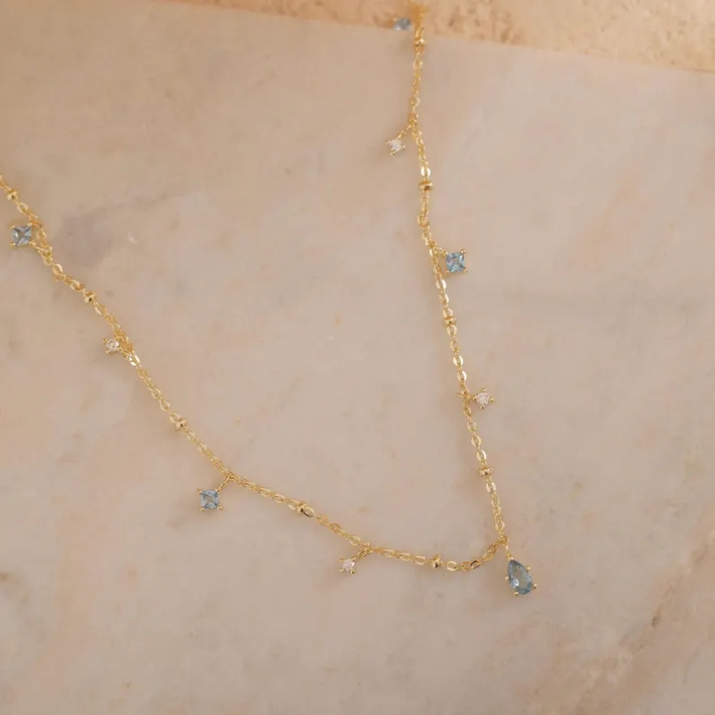 Delicate 925 Sterling Silver Teardrop Birthstone Necklace 