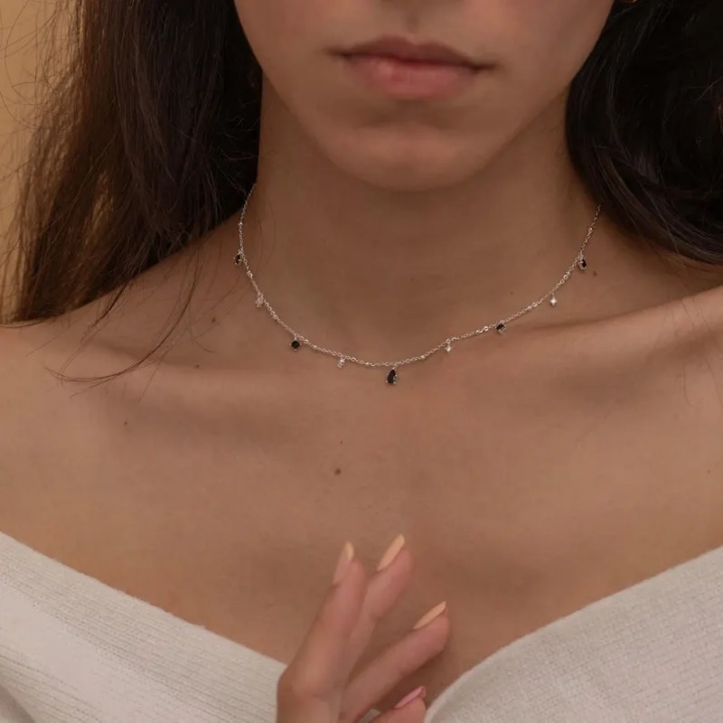 Delicate 925 Sterling Silver Teardrop Birthstone Necklace 
