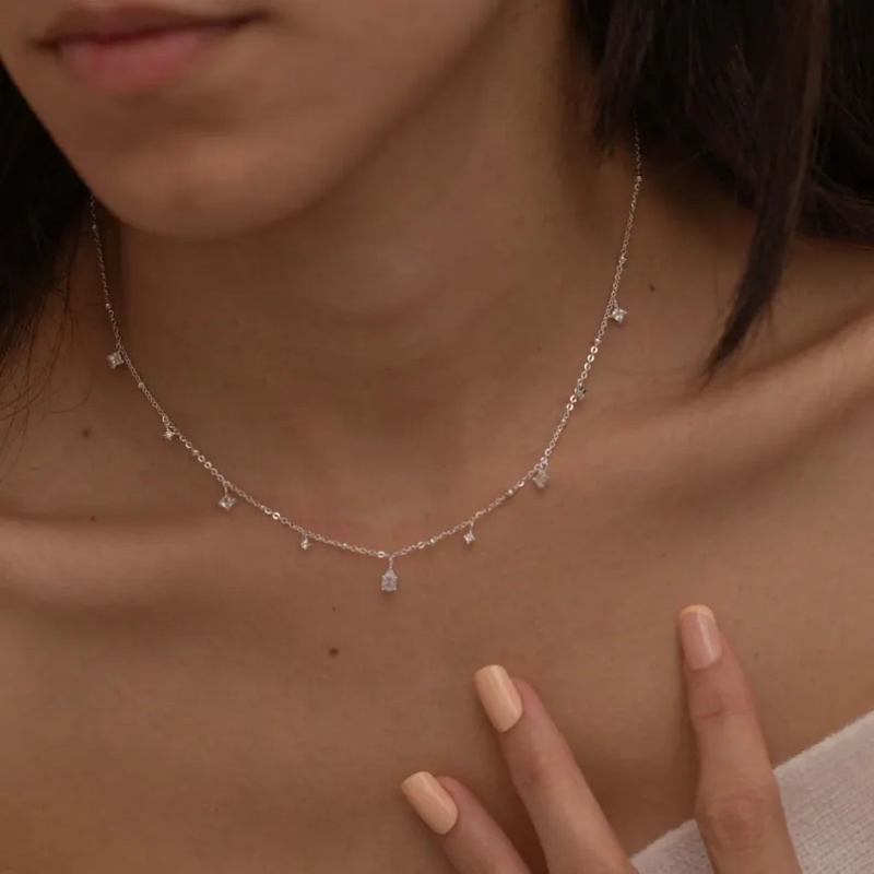 Delicate 925 Sterling Silver Teardrop Birthstone Necklace 