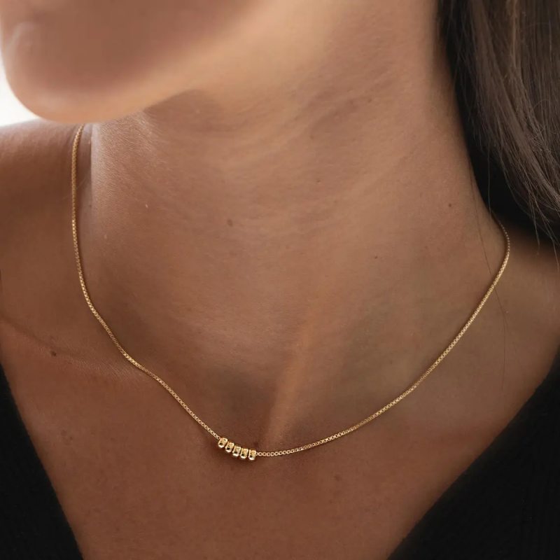 Minimalist 925 Sterling Silver Beaded Pendant Necklace