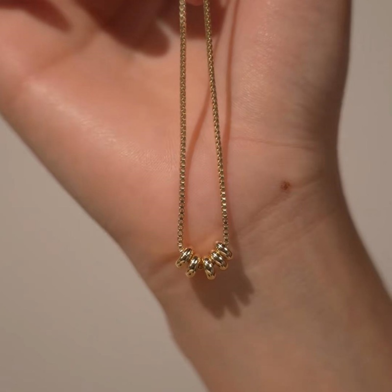 Minimalist 925 Sterling Silver Beaded Pendant Necklace