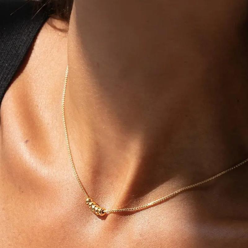 Minimalist 925 Sterling Silver Beaded Pendant Necklace