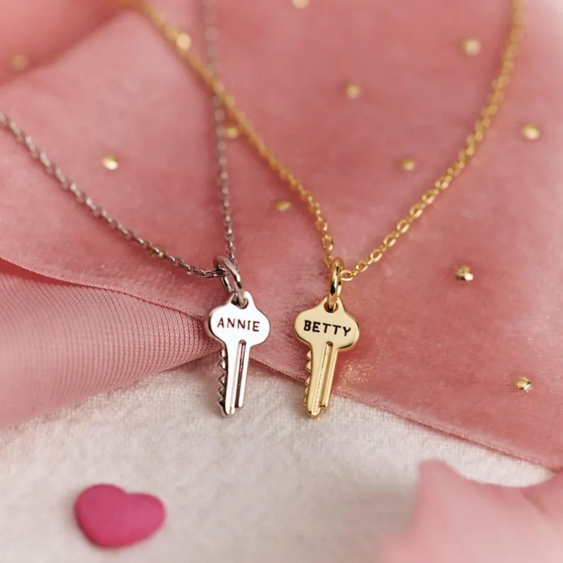 Minimalist Personalized 925 Sterling Silver Key Necklace 